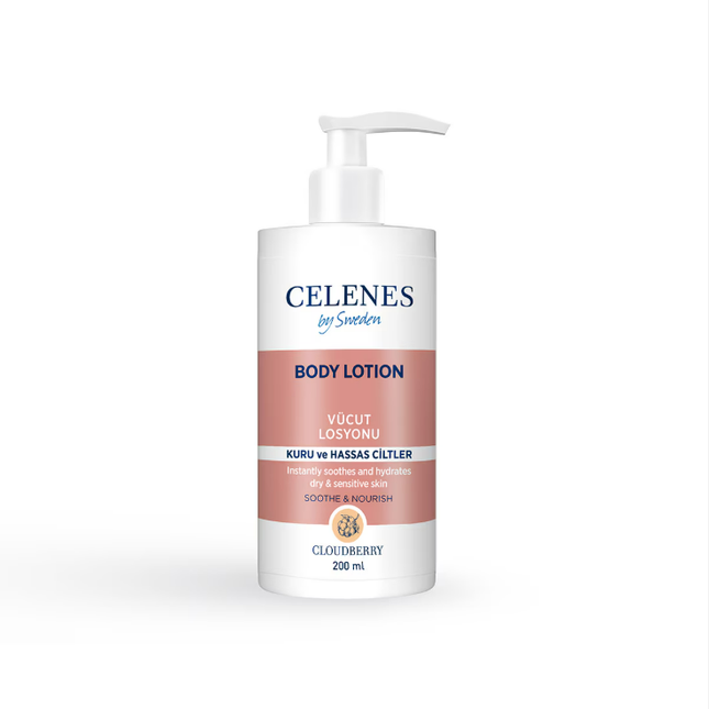 Celenes Cloudberry Parfümsüz Vücut Losyonu Kuru ve Hassas Ciltler 200 ml